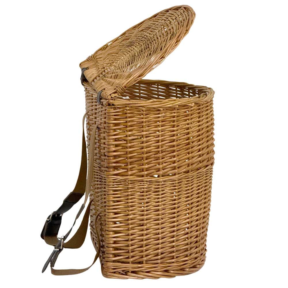 Cesto contenitore cestino in vimini gerla con coperchio e tracolla 35 cm x 23 cm h 37