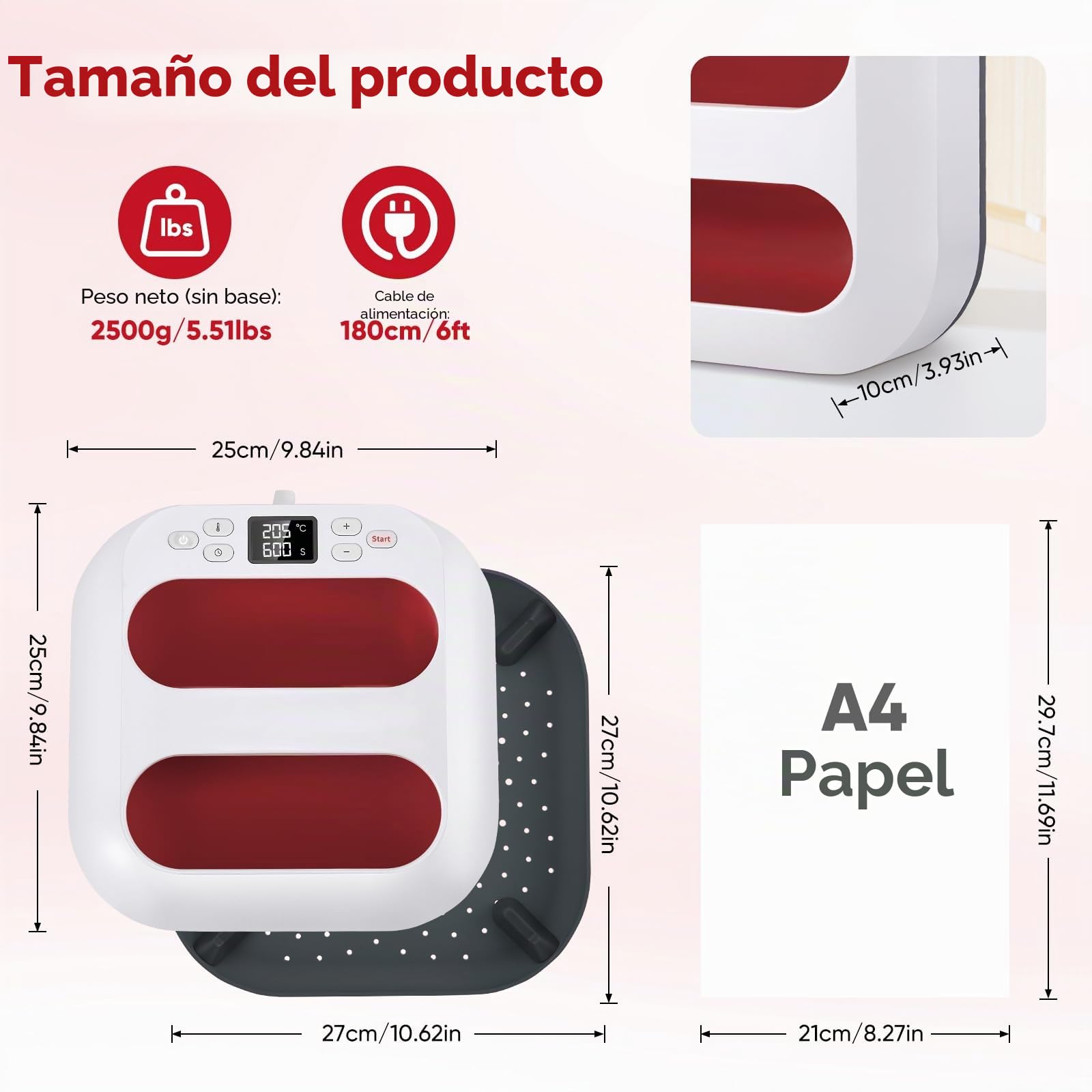 Plancha Termica Camisetas,Impresora Sublimación para Camisetas Plancha de Transferencia con Pantalla LED,Temporizador,Prensa Termica Plancha Sublimacion para Estampado Textil y Manualidades DIY