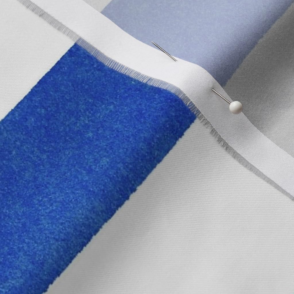 Spoonflower Fabric - Blue Stripe Watercolor White Printed on Organic Cotton Sateen Fabric by The Yard - Sewing Quilting Apparel Home Decor