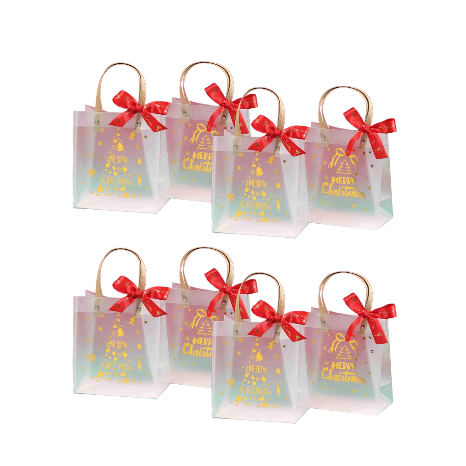 Buxuaaaa Of 8 Bags Transparents Candy Holder with Handle Stylish PVC Storage Pouches for Holiday Presents Festives Gift Packaging