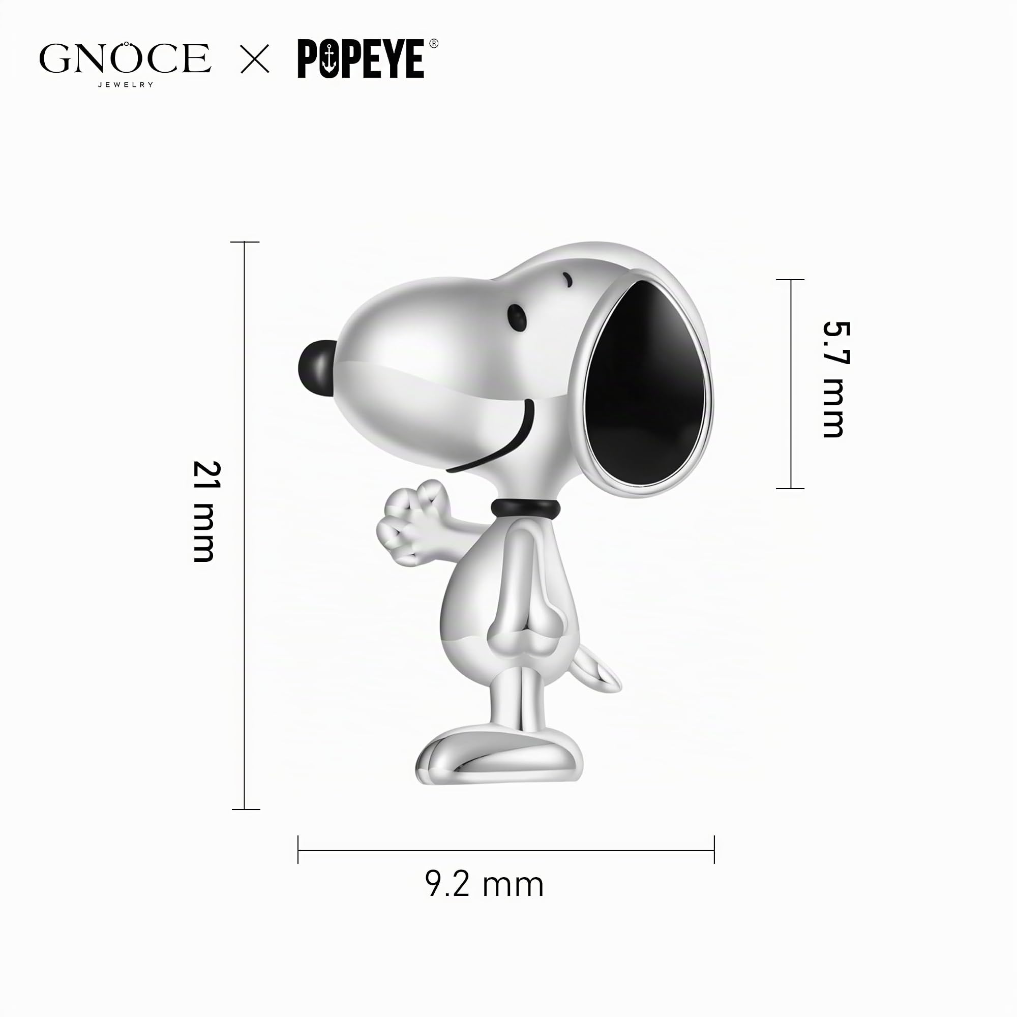 GNOCE Charm Anhänger Peanuts Stehender Snoopy Anhänger 925 Sterlingsilber Beads Charms für Frauen und Mädchen Schmuckgeschenk für Fans
