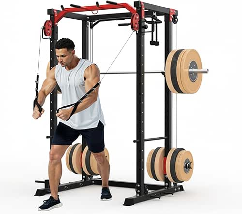 Power Cage, Power Rack with Cable Crossover System, 2000LBS Squat