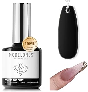 modelones Matte Gel Nail Polish Top Coat, 15ml No Wipe Top Coat Summer Gel Nail Polish Soak Off Powder-Resist Matte Finish Long Lasting DIY Gift Home Nail Salon