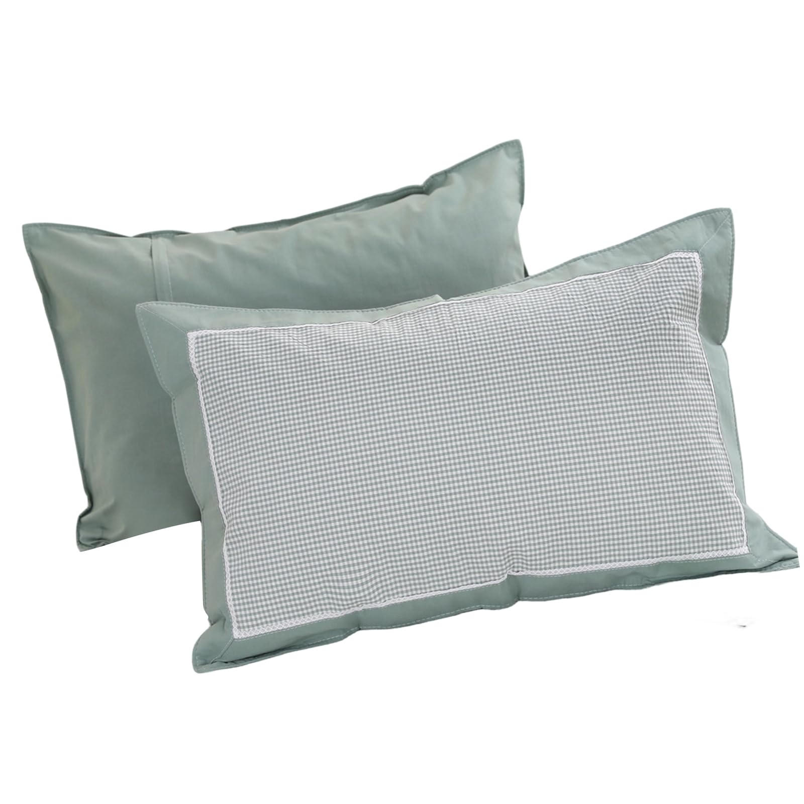 Elnwnnkc Quick-Dry Checkered Bed Pillowcases 2-Pack, Washed Cotton Fabric with Hidden Zipper & All-Season Breathability Soft Pillowcases