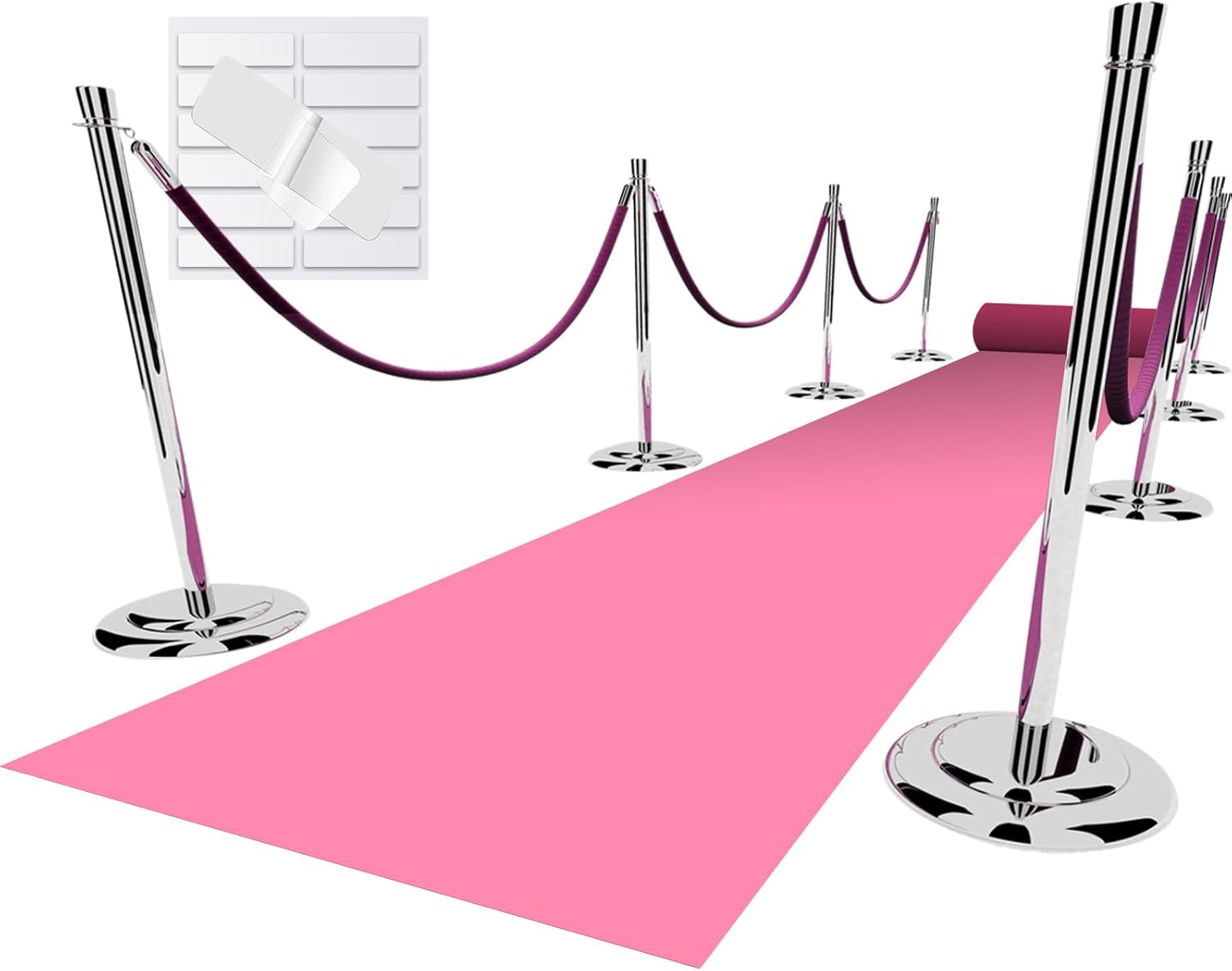 Pink Carpet Runner for Party, 2.6X15ft, 130GSM Felt Non-Woven with Double-Sided No Traces Adhesive Sticke, Aisle Runner for Wedding, Movie Theme Party Decos, Pink Runway Rug for Prom Pink 2'8" x 15' (Runner)