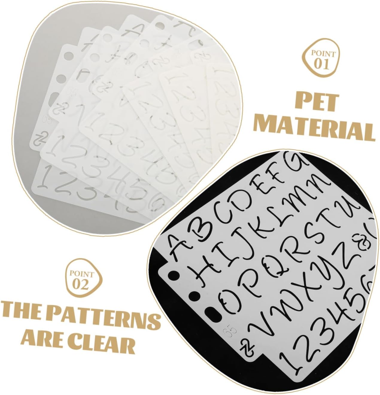 Zerodeko 6pcs Plastic Letter and Number Stencils Set for DIY Craft Painting, Spray Paint Templates with Precise Drawing Guides, Reusable Airbrush Stencils for Creative Art Projects