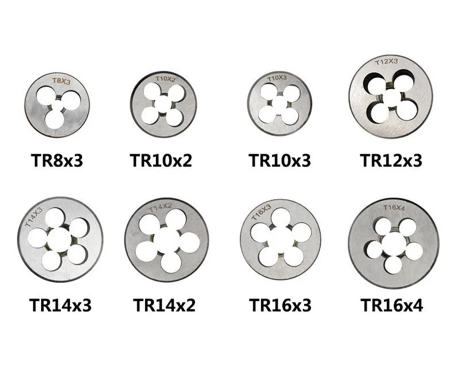 Filiere per riparazione filetti Filiera trapezoidale da 30° Filiera HSS destra TR TR8-TR32, utilizzata come utensile da tornio for il taglio e la maschiatura di filetti esterni in metallo(TR8x3.0)
