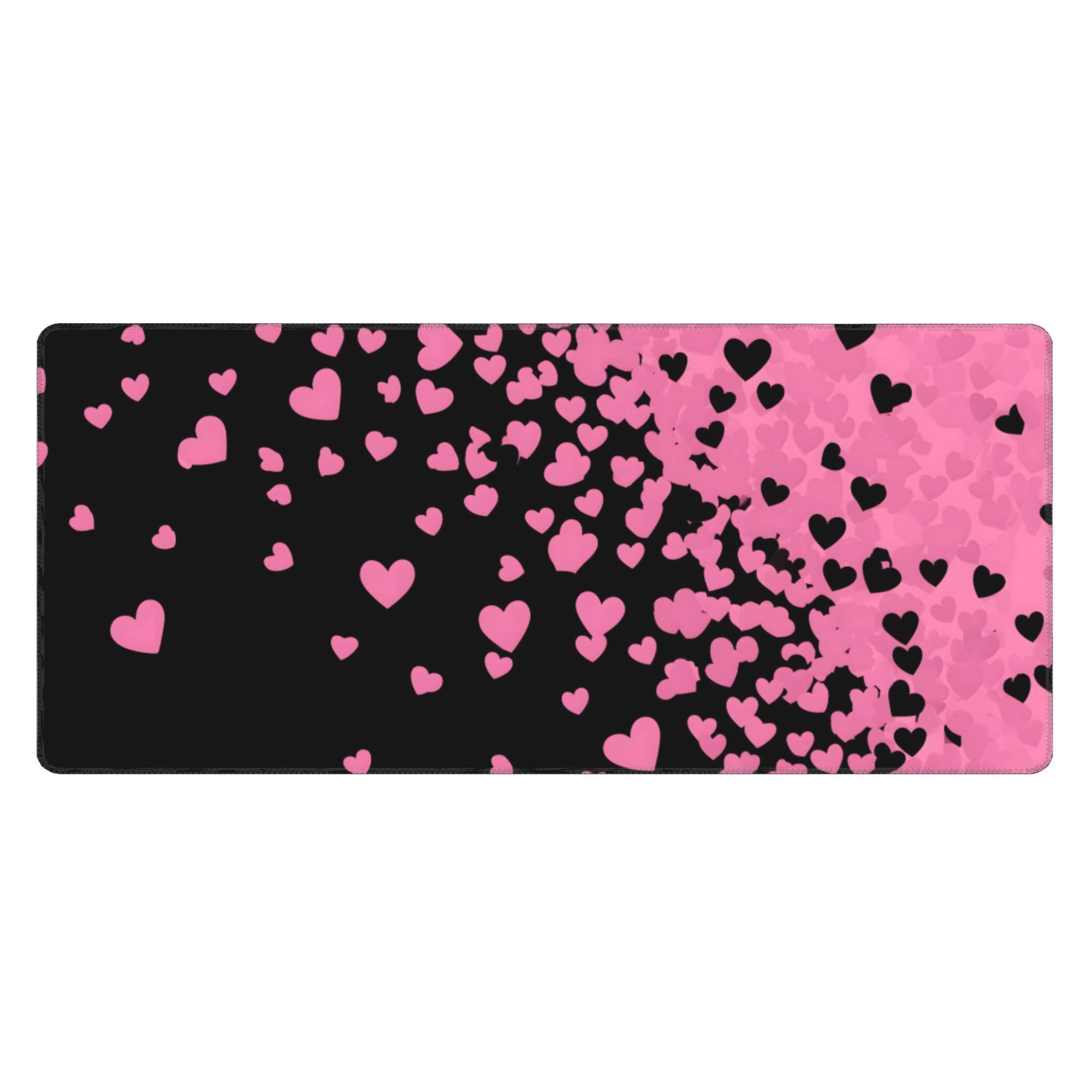 Valentine Pink Hearts Extended Gaming Mouse Pad, with Stitched Edges Large Mouse Pad Desk Protector, Rubber Base Mousepad Keyboard Mouses Mat for Work Game Office Home- 32" X 12" Inch,E12