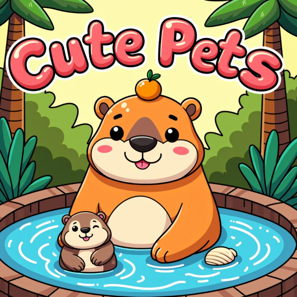 Cute Pets: Stained Glass Ocean and Cozy Animals Coloring Book for Kids - 25 Bold and Easy Full-Page Under the Sea and Forest Activities with Whales, ... and Puppies for Toddlers and Preschoolers