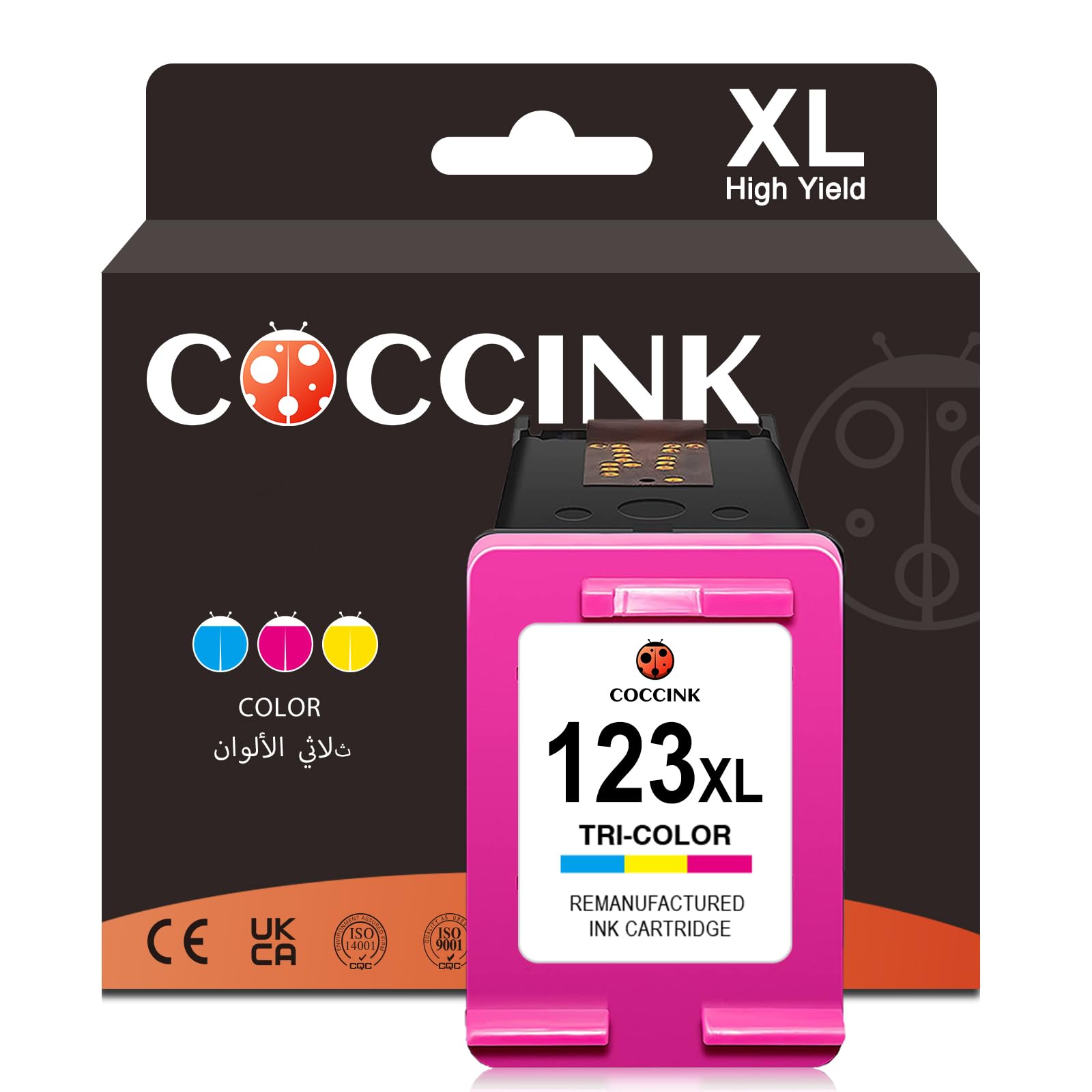 COCCINK 123 XL Color Ink Cartridges for HP 123 Ink Cartridge, 123 XL Ink for Deskjet 2130 2132 2630 2620 2632 1110 1111 1112 Officejet 5255 Printer Ink Replacement for HP 123XL HP123 Color High Yield