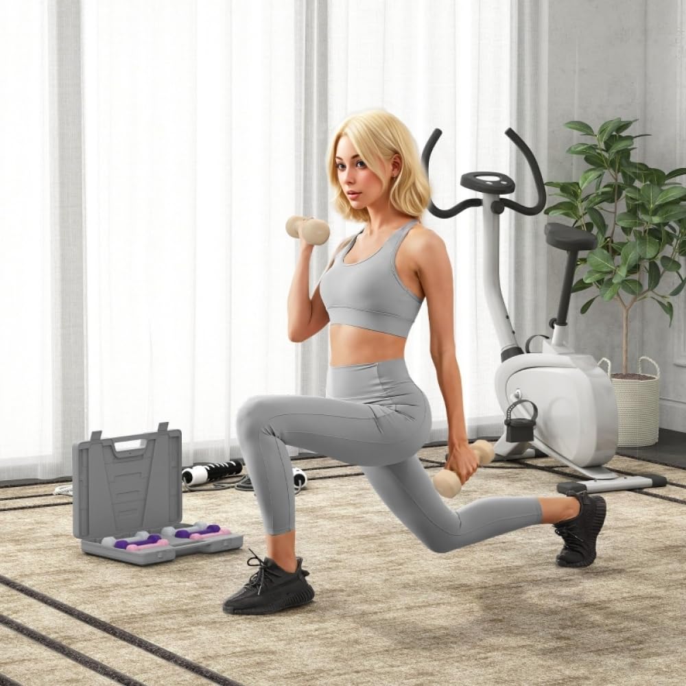 Set di manubri esagonali con valigetta per allenamento di forza, palestra a casa e allenamento per tutto il corpo