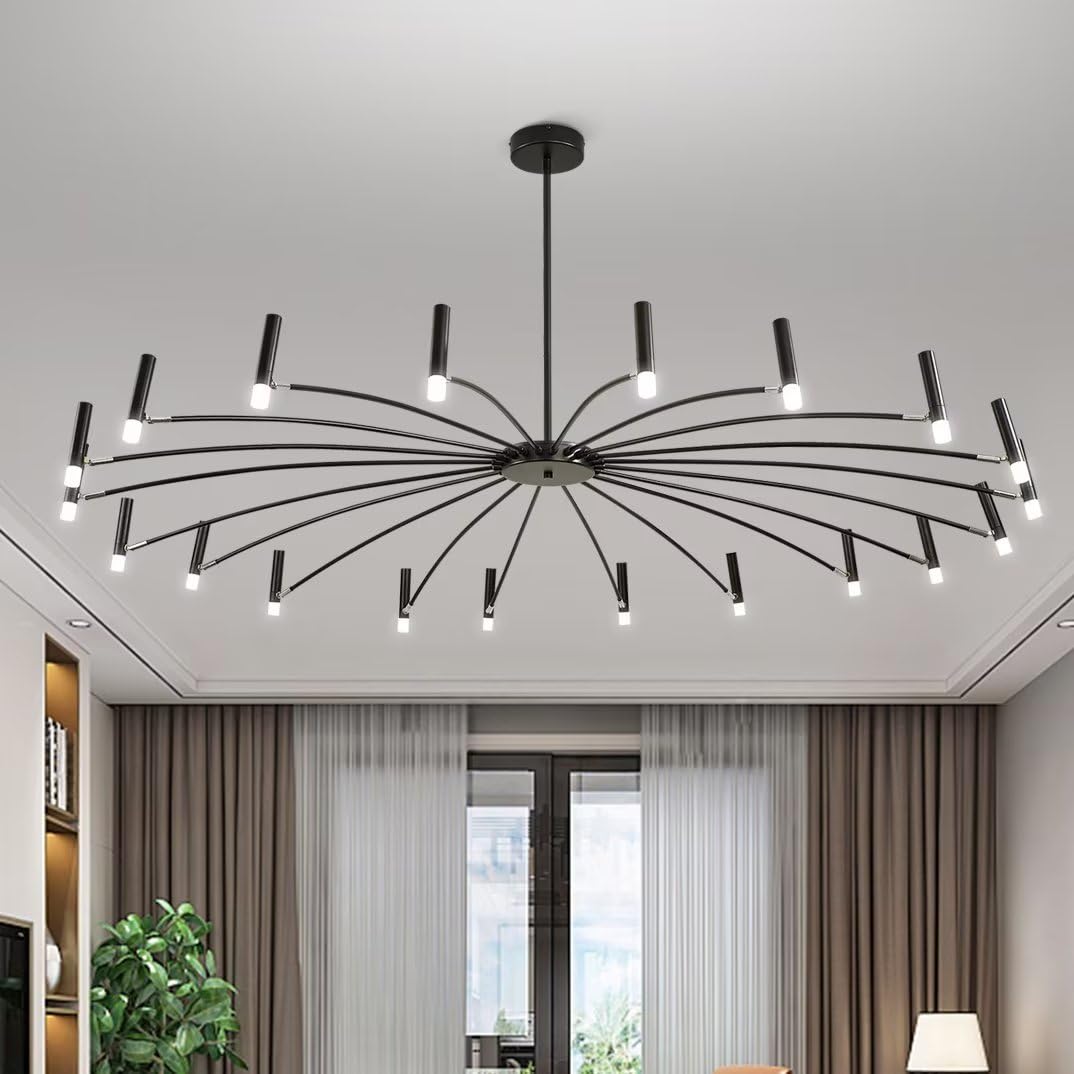 Large Black Chandelier?18-Light Farmhouse Chandelier for Dining Room Lighting Fixtures Hanging, Industrial Modern Ceiling Light for Bedroom, Foyer, Entryway and Living Room