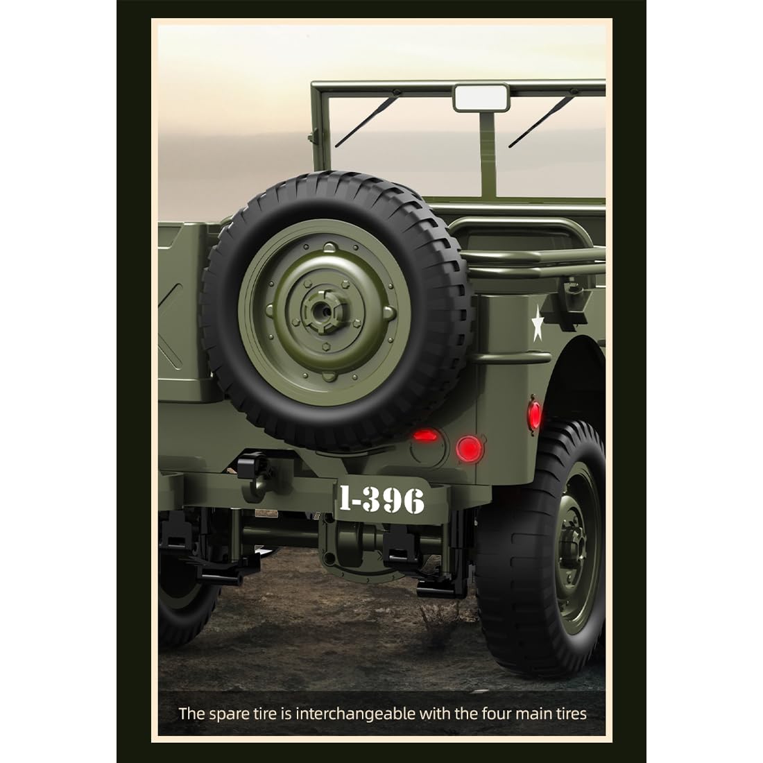 1:10 Militär RC Crawler Fahrzeug, 4WD Offroad Auto Geländewagen Modell Mit Doppelmotor, LED Beleuchtung Und Fernsteuerung Für Erwachsene Sammler Hobby Modellfahrzeug-Wüstengelb