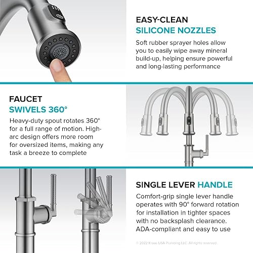 Miniatura 10 de KRAUS Allyn - Grifo de cocina tradicional industrial desplegable de una sola manija en negro mate, KPF-4100MB