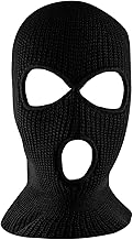 Street27® 3 Hole Hat Winter Balaclava Warm Knit Knitted Full Face Ski Cover Mask Ribbed Beanie Hat, Men Women Outdoor Sports Knit Full Face Windproof Mask