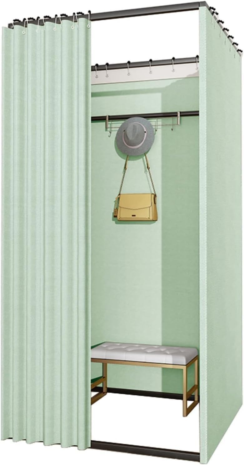 Cabine d'essayage temporaire avec rideaux occultants vert 1,80 m pour stopper les regards