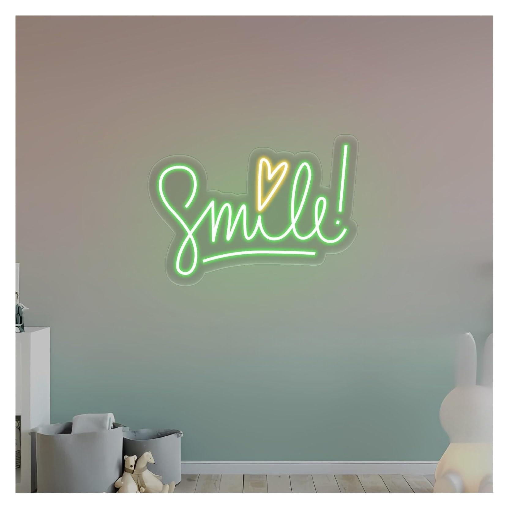 RONGCH Hanging Art Signs Smile Neon Sign, Suitable for Dorm, Kids Room Wall Decor with Dimmable 29cmx40cm(A)