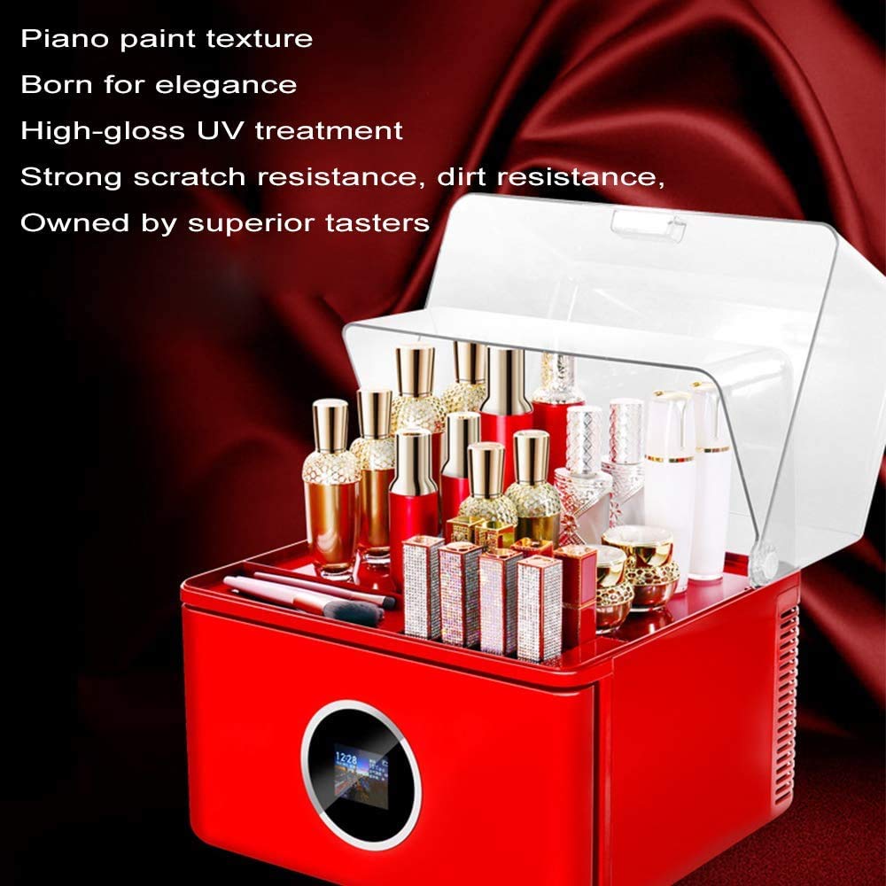 30L Beauty Mini Fridge- Refrigerador portátil para el Cuidado de la Piel cosmético Temperatura Constante (Panel LCD) para Maquillaje/Cuidado de la Piel Dormitorio, Oficina, Bar, Blanco (a