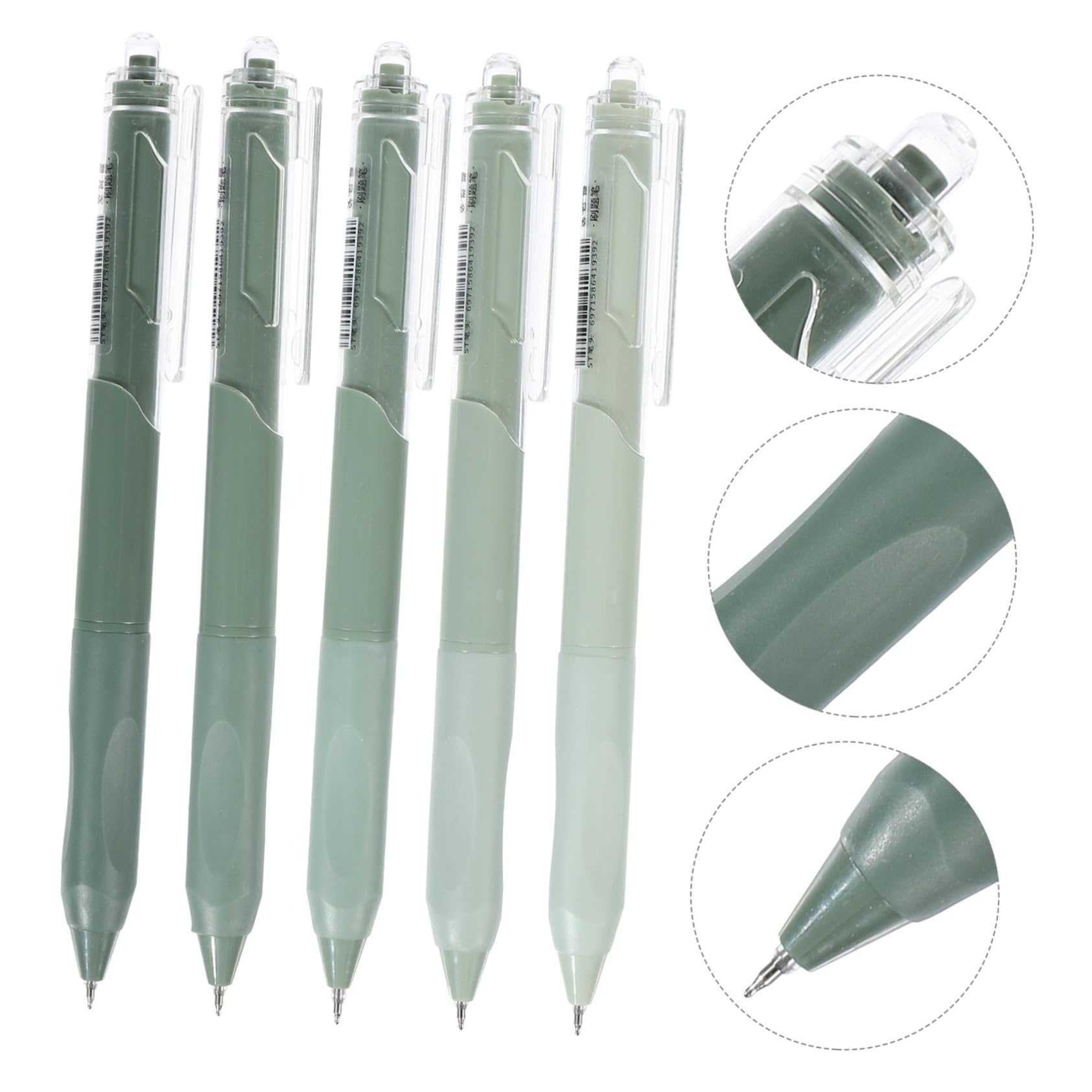 VILLCASE 5 Series Pluma De Gel Bolígrafos De Tinta De Gel De Bien Liso Bolígrafos Negros Bolígrafos De Tinta Para Escribir Pluma De Examen Verde El Plastico 5 Piezas X 5