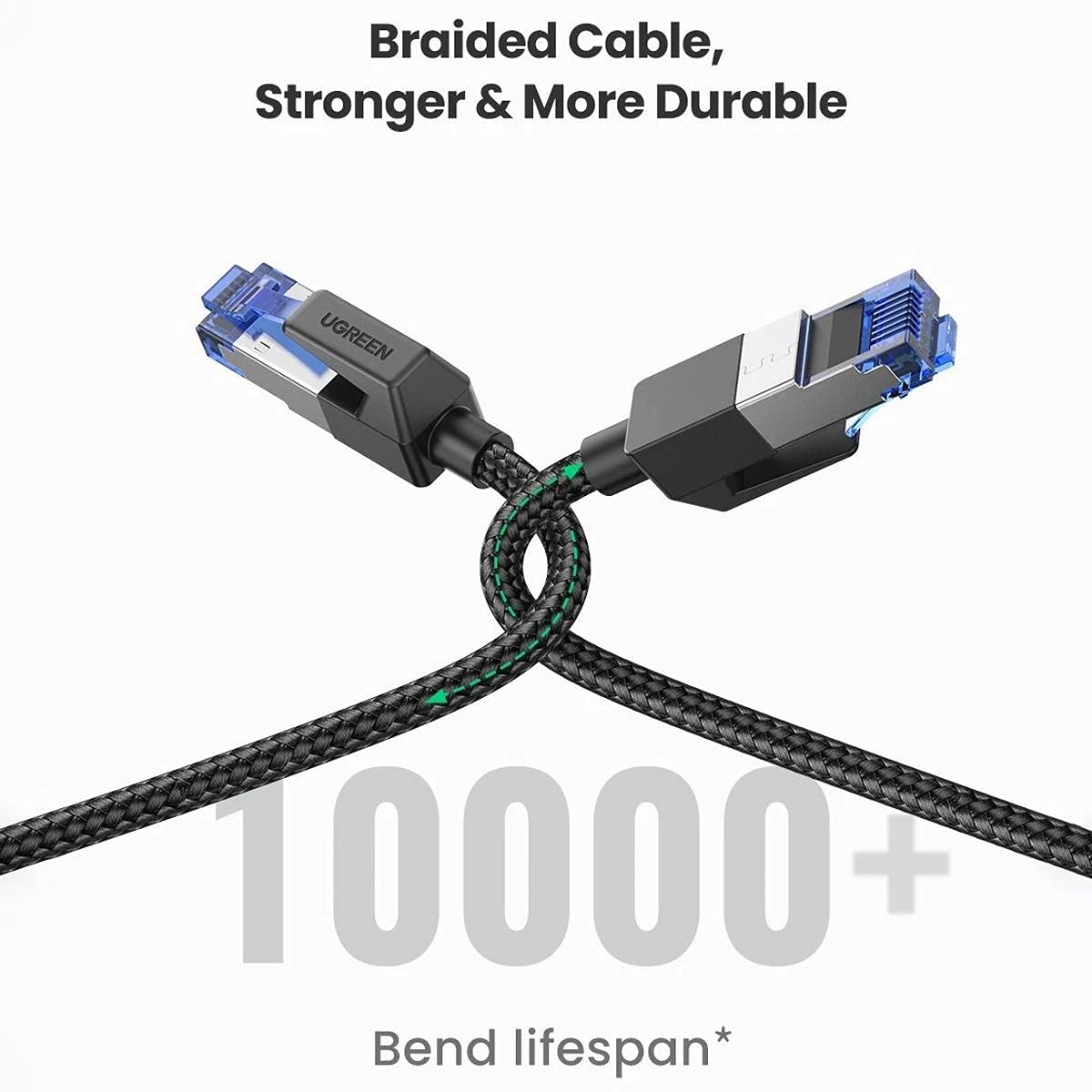 Ugreen Cat8 25Gbps 2000Mhz Örgülü Ethernet Kablosu 1.5 Metre