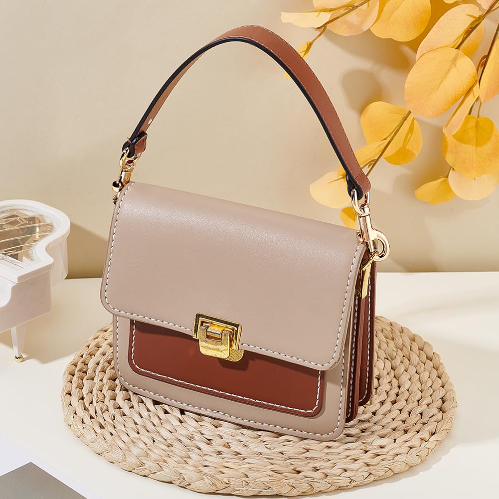 PH PandaHall 15 Inch Short Purse Strap, 1.1 Inch Wide Leather Bag Strap Brown Bag Handles Replacement with Golden Buckles for Women Men DIY Underarm Bag Handbag Shoulder Bag - Image 3
