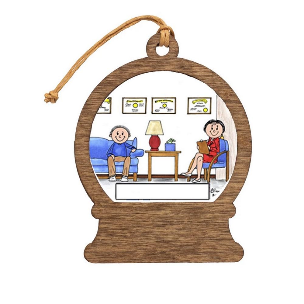 PrintedPerfection.com Personalized Therapist, Psychologist - Female Wooden Snow Globe Shaped Christmas Ornament