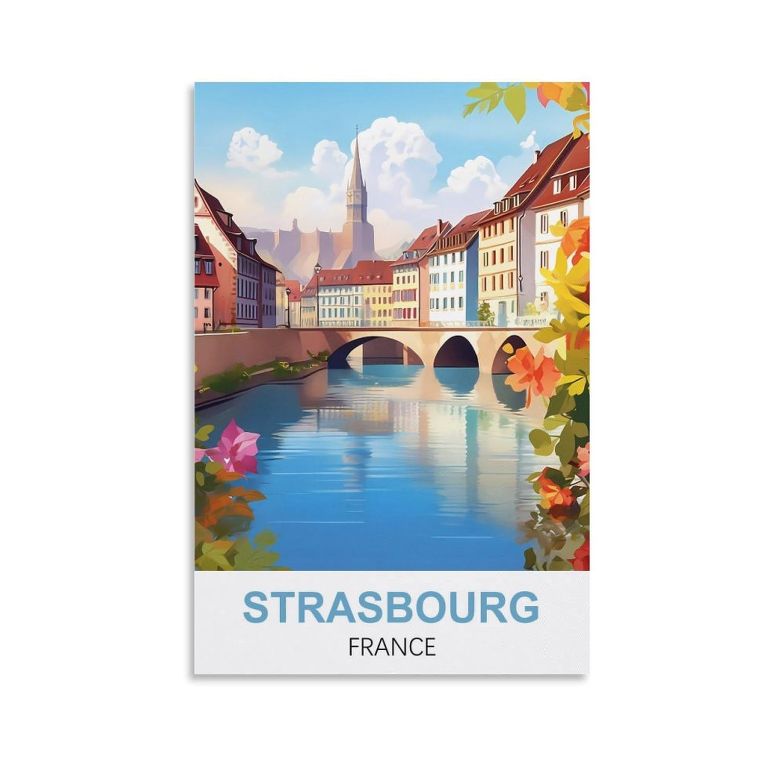 Ctzikww Unframe-Style Strasbourg France Vintage Travel Poster 08X12inch(20X30cm) Canvas Art Prints Picture Wall Art Painting