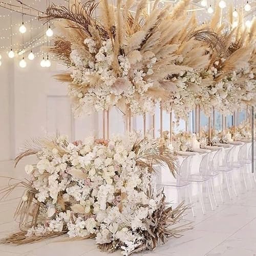 Faux Natural Wheat Pampas Grass, 3 Stems Large Tall 44'' Artificial Fake Boho Flowers, Vase Fillers, Pompous Grass, Rustic Trendy Minimalist Farmhouse Room Decor, Great Gift Idea… #TOP3