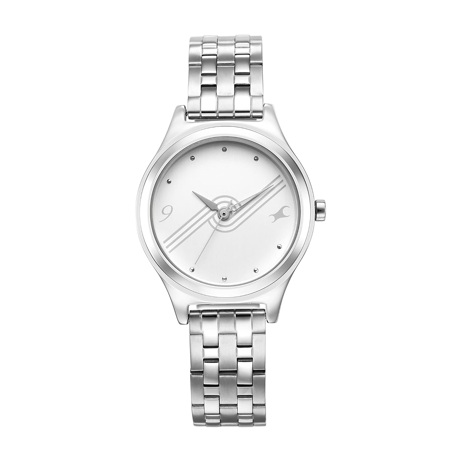 Fastrack Stunners Quartz Analog White Dial Silver Metal Strap Watch for Girls – NS6152SM07