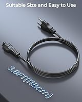 Vista 2 de MUNBYN Cable de alimentación, cable negro de 3 puntas, cable de alimentación de 3.8 pies de repuesto para impresoras térmicas 130B, 129B y 941B