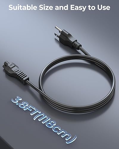 Miniatura 2 de MUNBYN Cable de alimentación, cable negro de 3 puntas, cable de alimentación de 3.8 pies de repuesto para impresoras térmicas 130B, 129B y 941B y