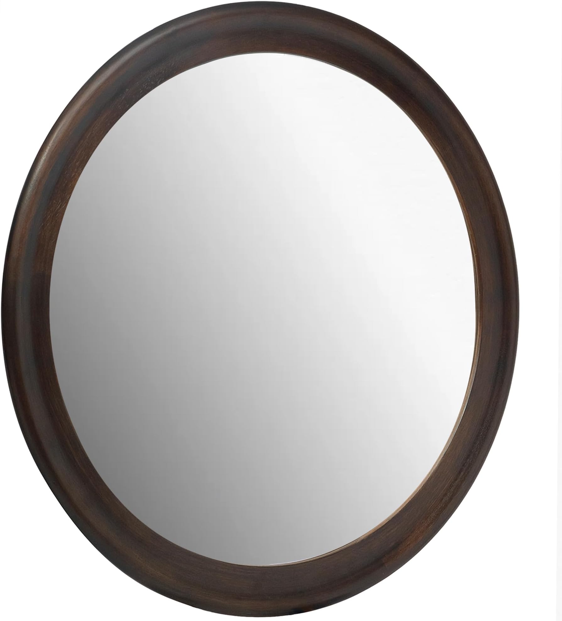 CULER Round Wall Mirrors 36 Inch,Wood Rustic Decorative Transitional Mirror with Walnut Frame for Wall,Farmhouse Mirror for Bathroom Bedroom Living Room or Entryway（Dark Brown）