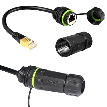 2PCS M20 RJ45 Shield Waterproof Cat6A Ethernet Extension Connector
