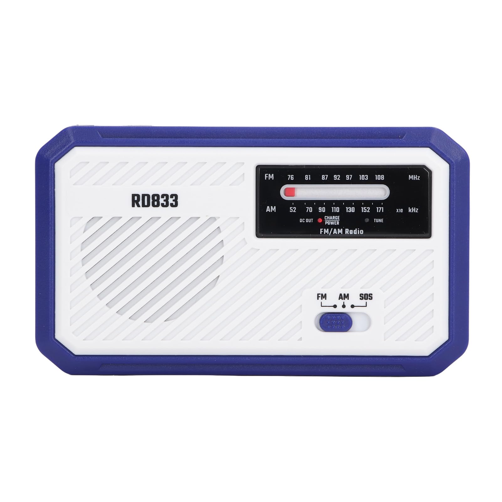 Radio Eléctrica de Manivela, Linterna LED Solar Multifuncional, Alarma SOS con Cargador de Teléfono Móvil de Emergencia para Uso Doméstico y Exterior. (Azul)
