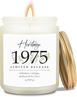 Happy 50th Birthday Candles - 50th Birthday Gifts for Her, 50 Year Old Birthdays Decorations, 1975 Birthdays Gift Lavender Candle for Women, Natural Soy Wax Scented Candles