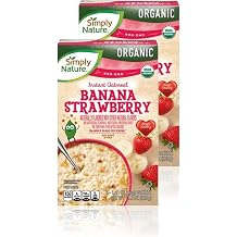 Simply Nature Organic Instant Oatmeal Packets 2 Boxes, Banana Strawberry