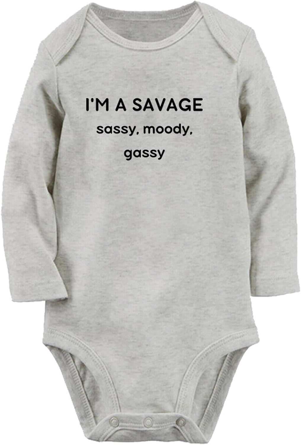 iDzn Babies I'm A Savage Sassy Moody Gassy Funny Romper Newborn Baby Bodysuits Infant Jumpsuits Kids Long One-Piece Outfits