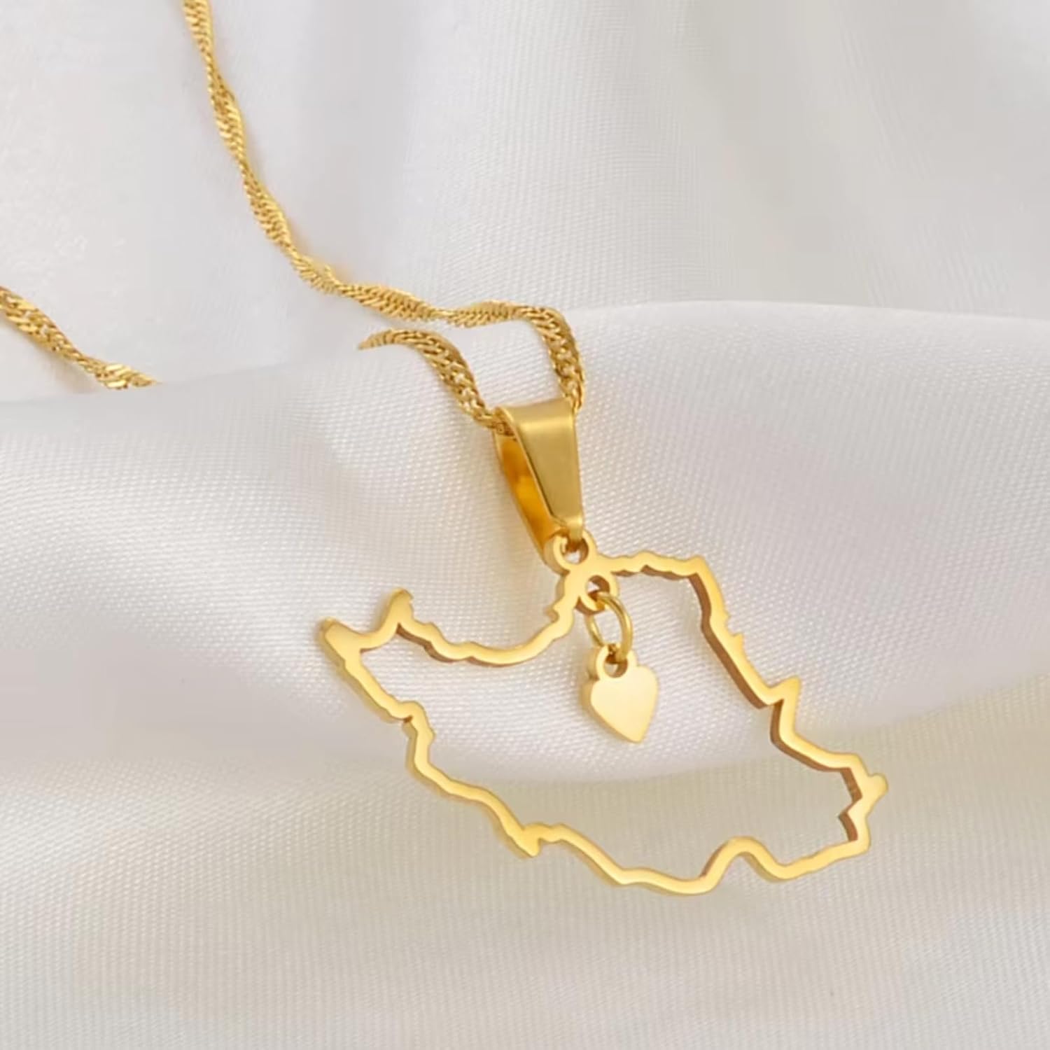 Iran Map Flag Pendant Necklaces Women Men - Iranian Map Necklace Jewelry Gifts - Meaningful Iran Accessories