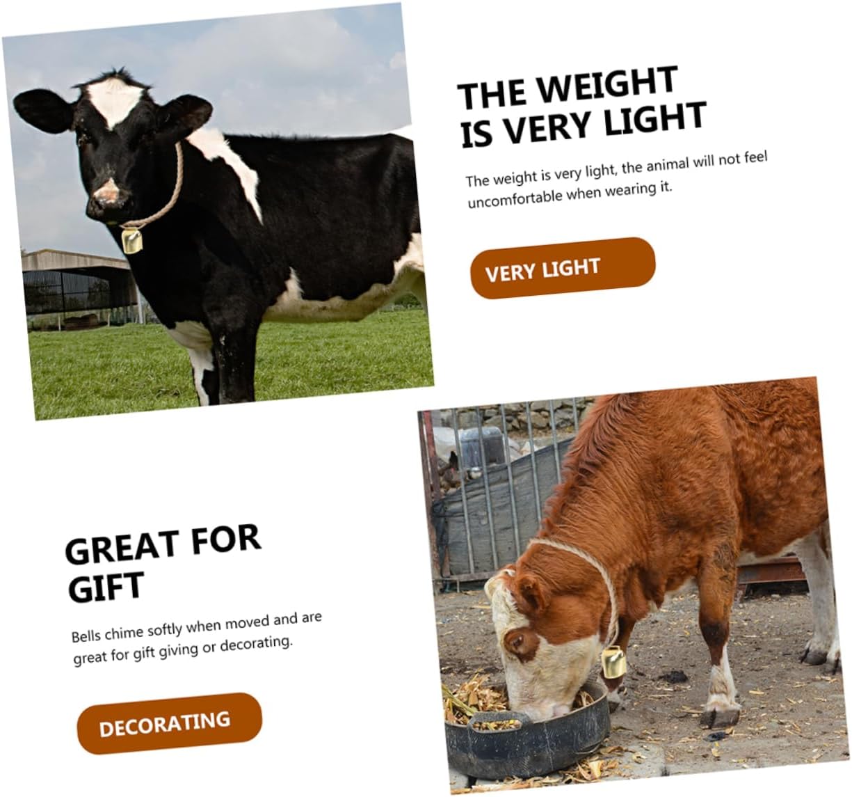 HEALLILY 4pcs Crisp Sound Cow Bells Livestock Hanging Pendants Bells for Christmas Tree Craft Farm Animal Decorations