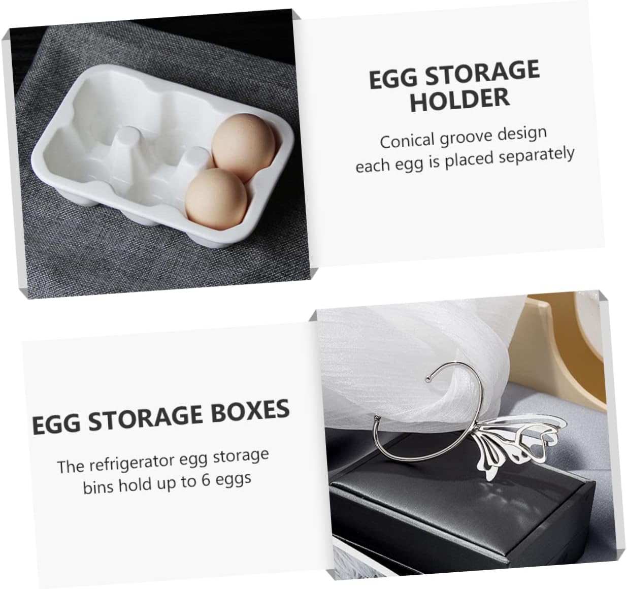 Gatuida 6grids Porcelain Holder for Refrigerator Storage Easy to Clean Container for Kitchen Organization