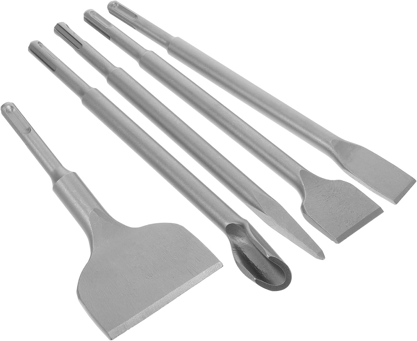 VALICLUD 5pcs Concrete Chisel Set with Tile Chisel, Wide Flat Pointed and U-shaped Masonry Bits for Brick, Cement, Stone and Concrete Wall Removal