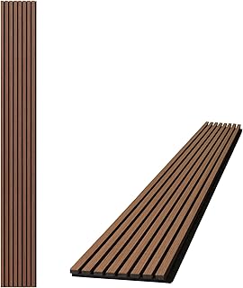 Wood Panels for Wall, 2-Piece 94.49" x 12.6" Soundproof Wood Slat Wall Panel for Interior Wall Decor Noise Cancelling, Wood Acoustic Wall Panels, Sound Absorbing Panel (Walnut)