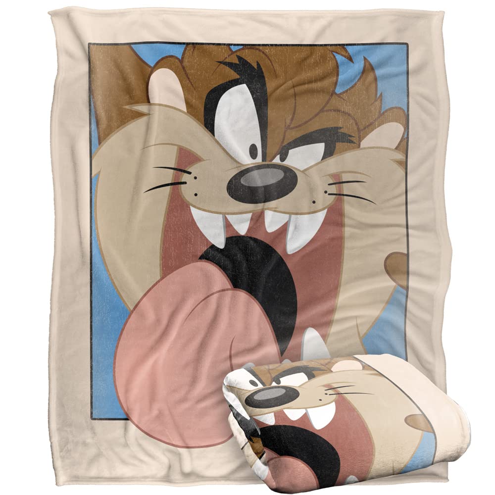 Logovision Multicolor Looney Tunes Blanket, 152 X 127 Cm, Taz Closeup Silky Touch Super Soft Throw