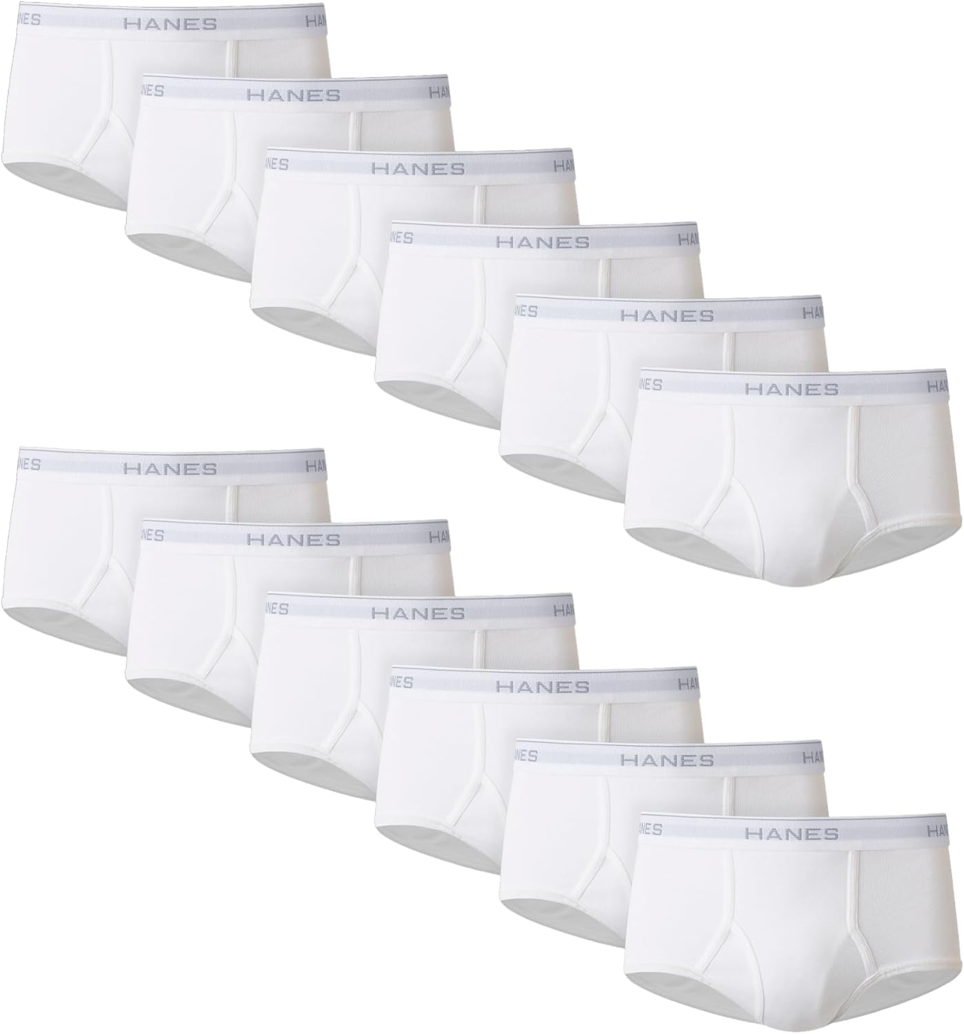 Hanes Men's Brief Underwear Pack, Cotton Briefs, Moisture-Wicking Underwear, Breathable, White, 6-Pack