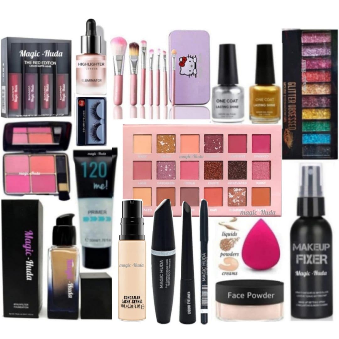 Magic Huda Waterproof Makeup Kit Combo Set For Girls & Women Bridal Makeup All Products In 1 Kit (Set Of 18).-image-40