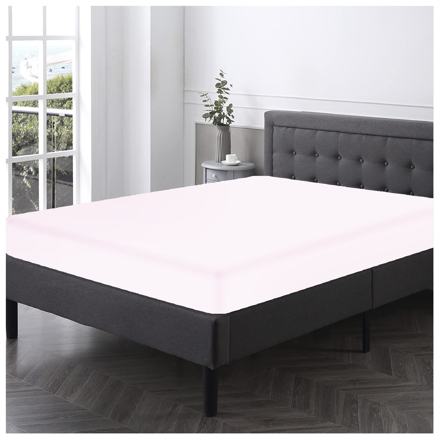 Super Soft Small Double Fitted Sheet Polycotton Bedding White Plain Dyed Anti Wrinkle Plain 4Ft Bedsheet