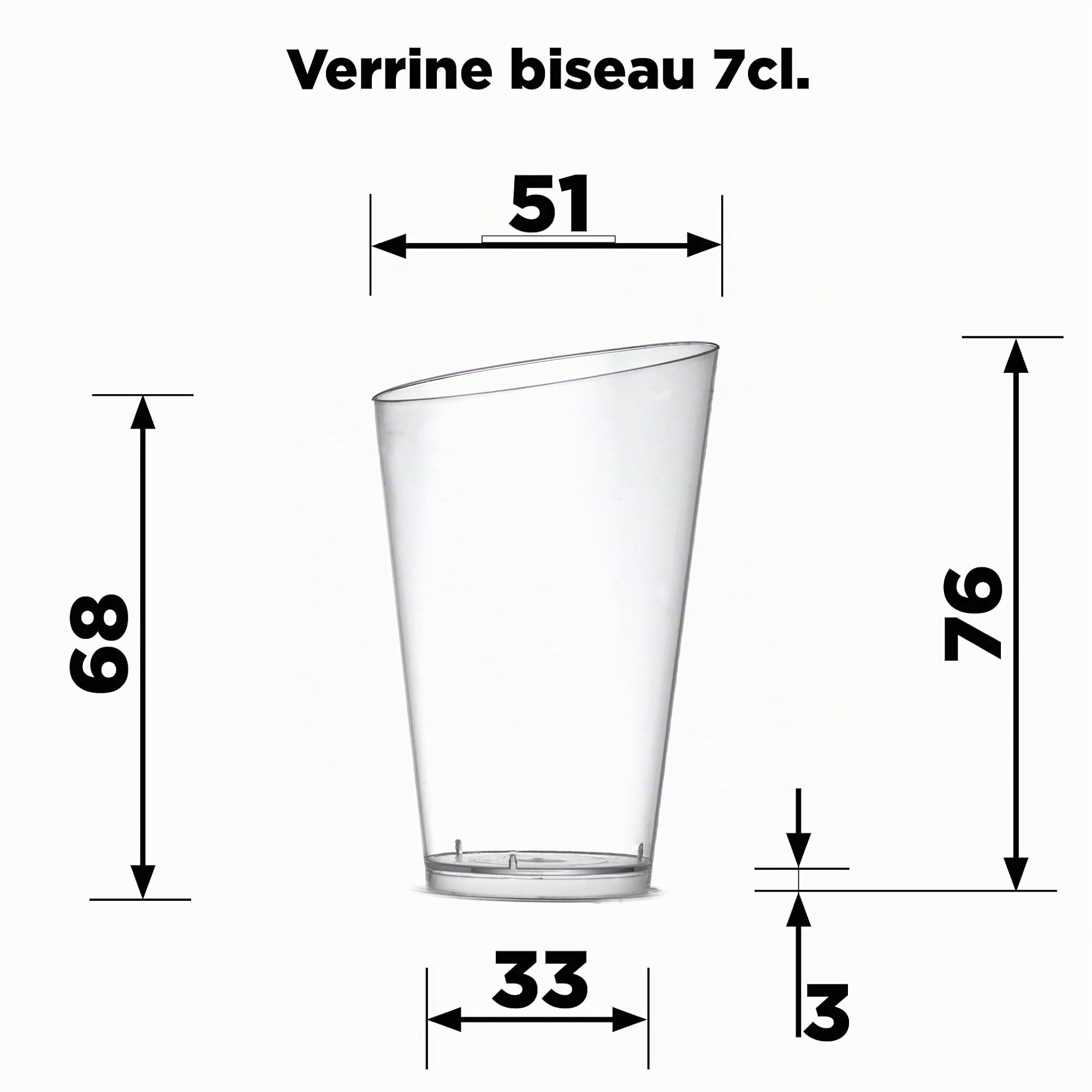Table'Colors 96 Verrines apéritives transparentes 7 cl - Apéritif - Dessert - Tiramisu - Ramequin - Effet Bisauté - Design