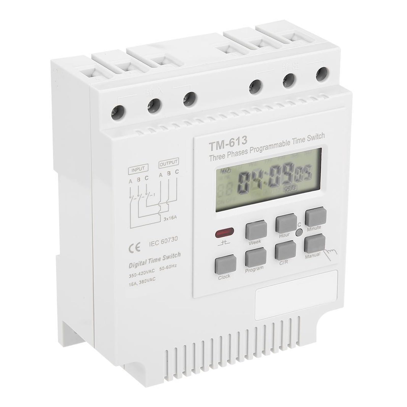 ZERVA Temporizador programable Swtich, Tres Fases 380V Digital Weekly 17ON/Off Control Power Time Switch