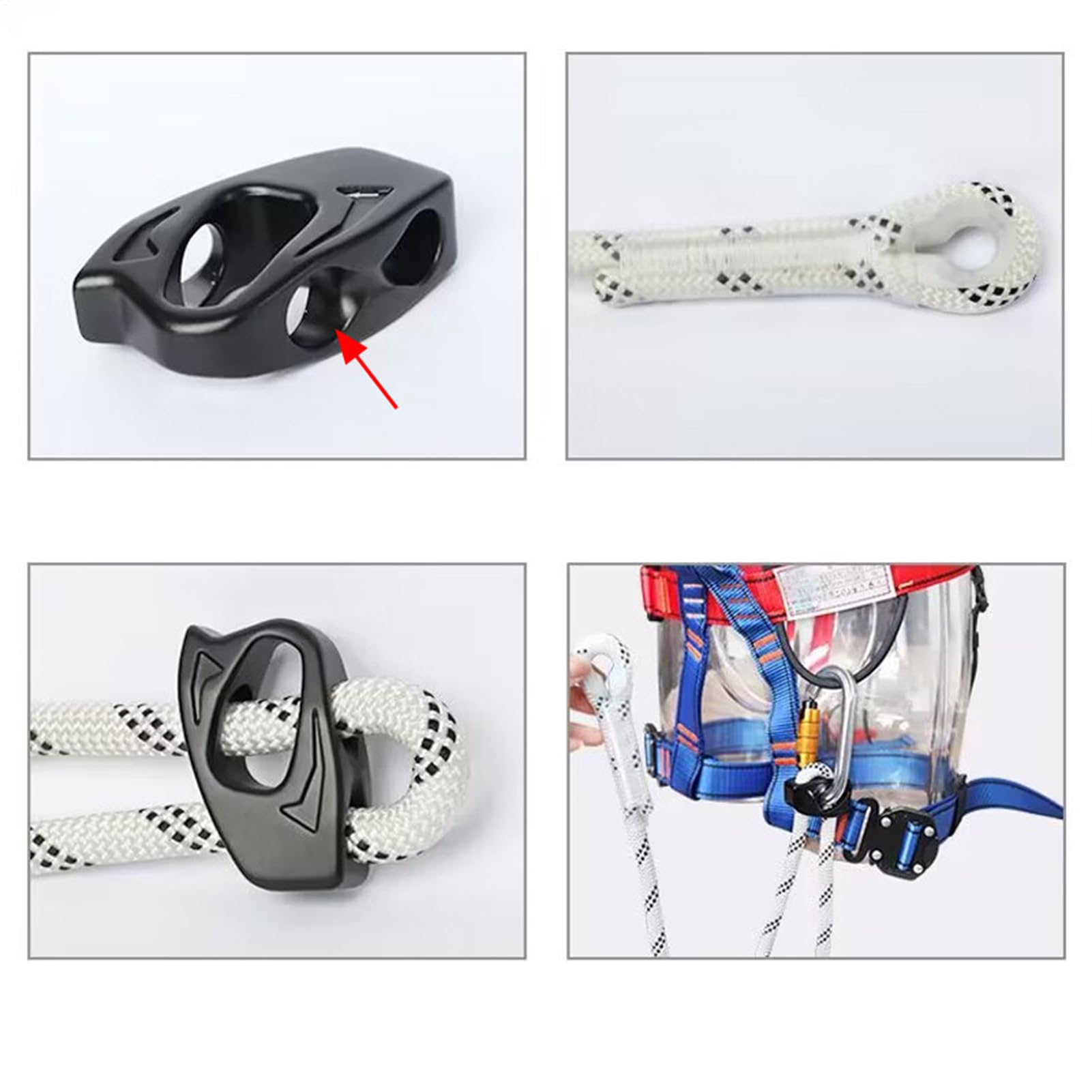 Climbing Rope Ascender, decender samoczynnie hamujący, amortyzujący wstrząsy urządzenie Quick Release, Heavy Duty Aluminum Alloy, Secure Fall Protection System, 2,76 x 1,57 x 0,78