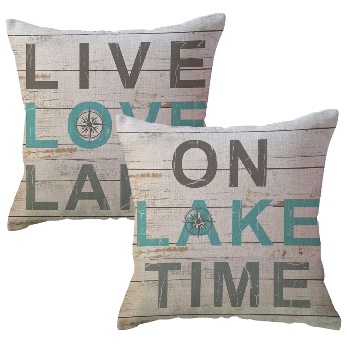 Lake Time Decorative Throw Pillow Cover Live/Love/Lake Summer Lake House Decor Lake Cabin Decor Pillowcases Nautical Lake Cushion Covers 18 x 18 Inch,